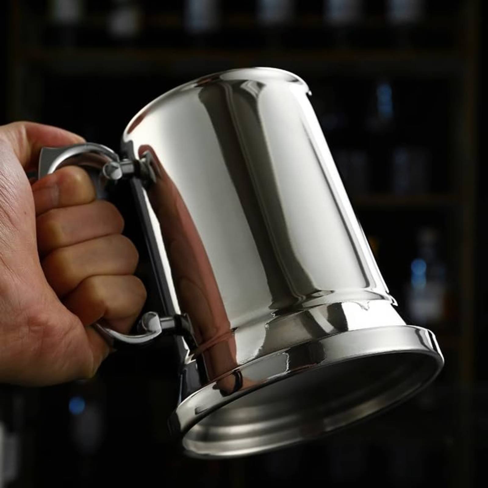 Beer Mug Handled - 2 Stück Mixgetränkebecher mit Metallfinish, Edelstahl-Bierbecher,