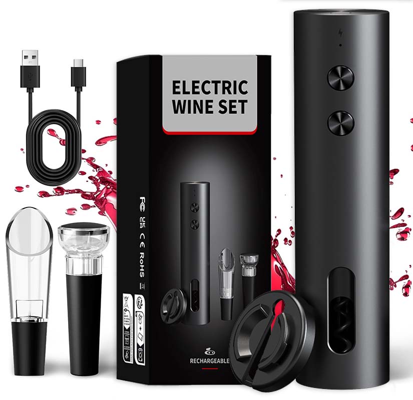 Bottle Stopper Set - 4-in-1 Elektrisches Flaschenöffner-Set USB-Aufladbarer Automatischer Korkenzieher