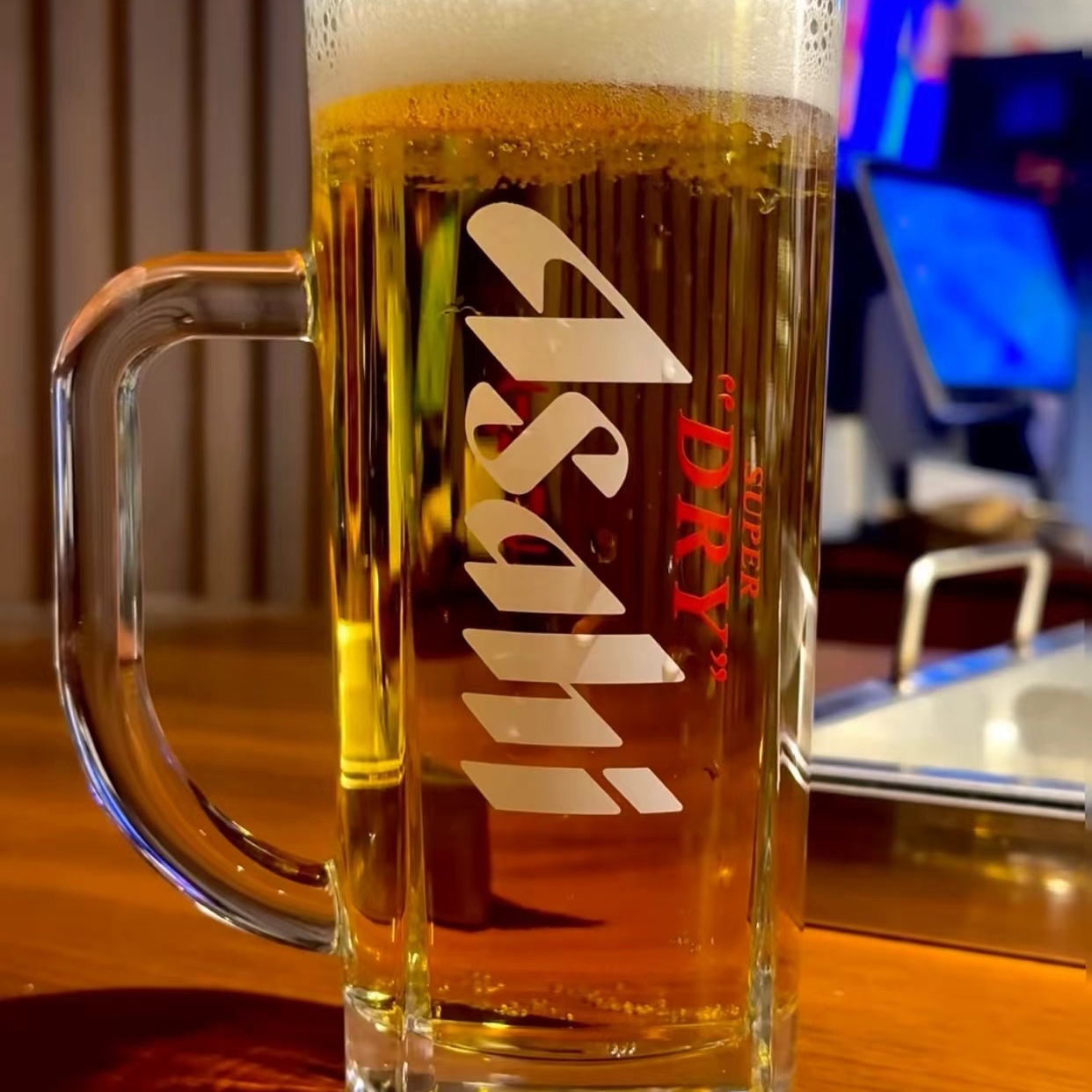 Beer Mug Handled - Asahi Verdickter Bierbecher mit Henkel für
