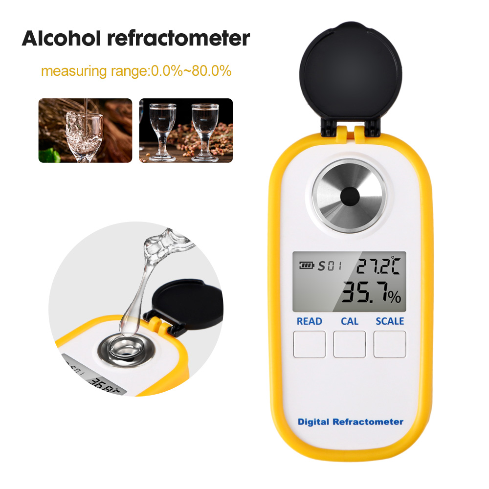 Wine Beer And Spirit - Digitales Alkohol-Refraktometer, 0–80 % hochpräzises LCD-Display,