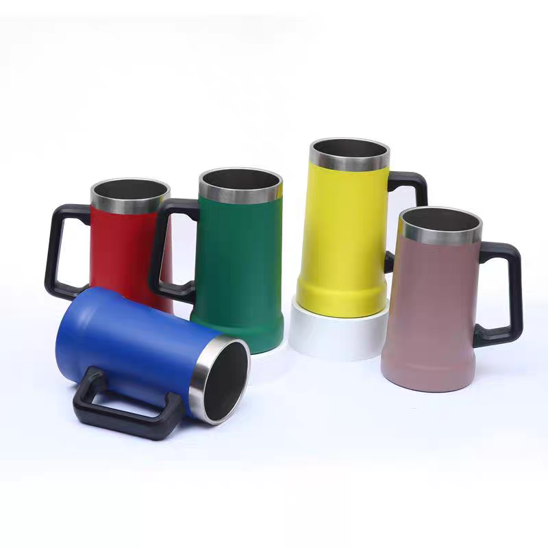 Beer Mug Handled - Matt Beschichteter Edelstahl Bierkrug Doppelwandiger Isolierbecher