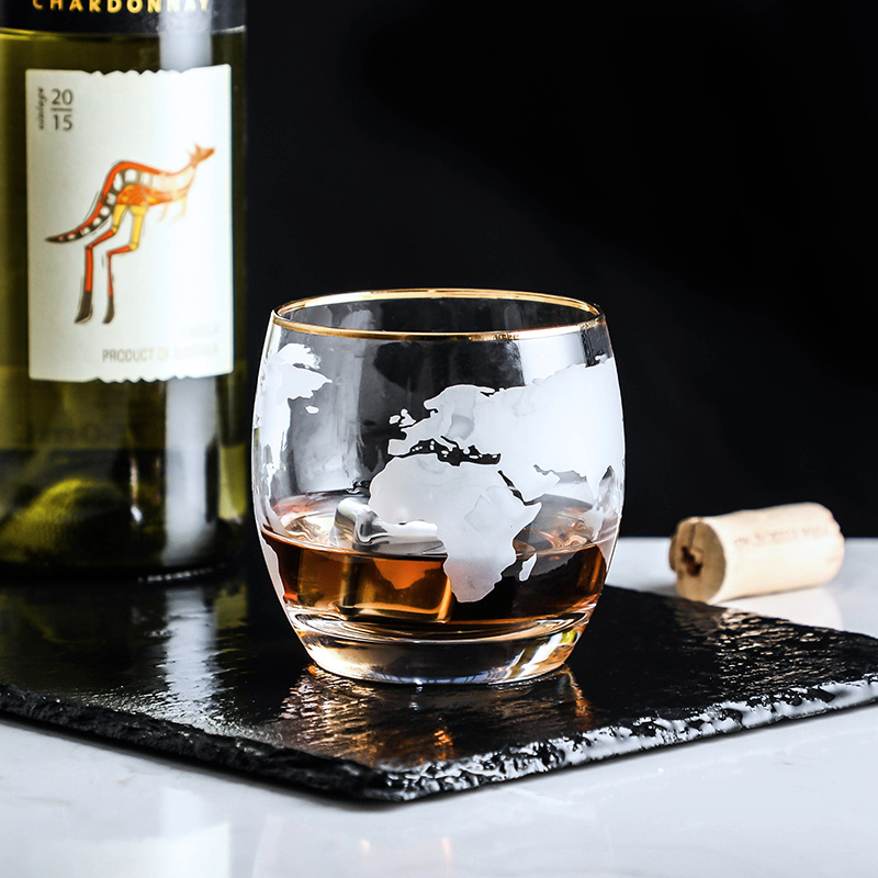 Wine Beer World - Weltkarte Whisky Weinglas Vaso transparentes Glas