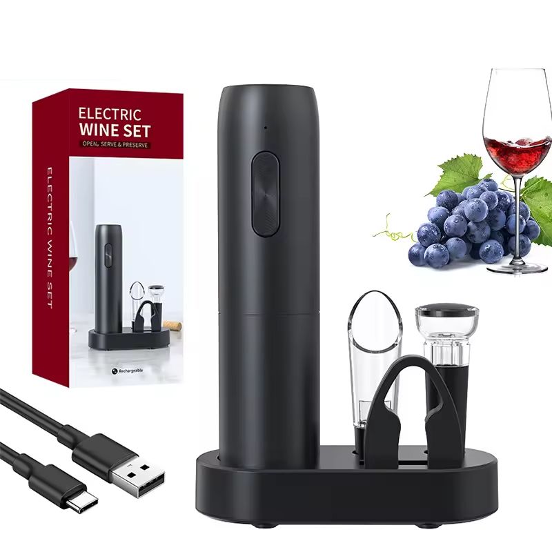 Bottle Stopper Set - 4-in-1 elektrisches Flaschen-Weinöffner-Set, wiederaufladbar, elektrisch, automatisch,