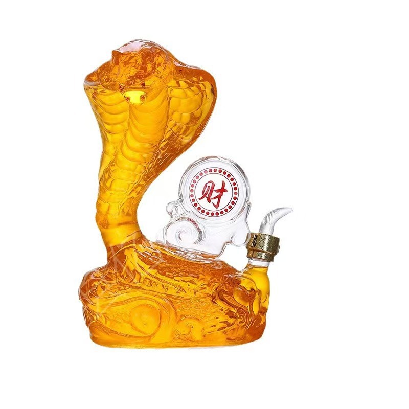 Bottle Stopper Set - Cobra-förmiger Whisky-Dekanter, mundgeblasene Glasflasche mit Stopfen,