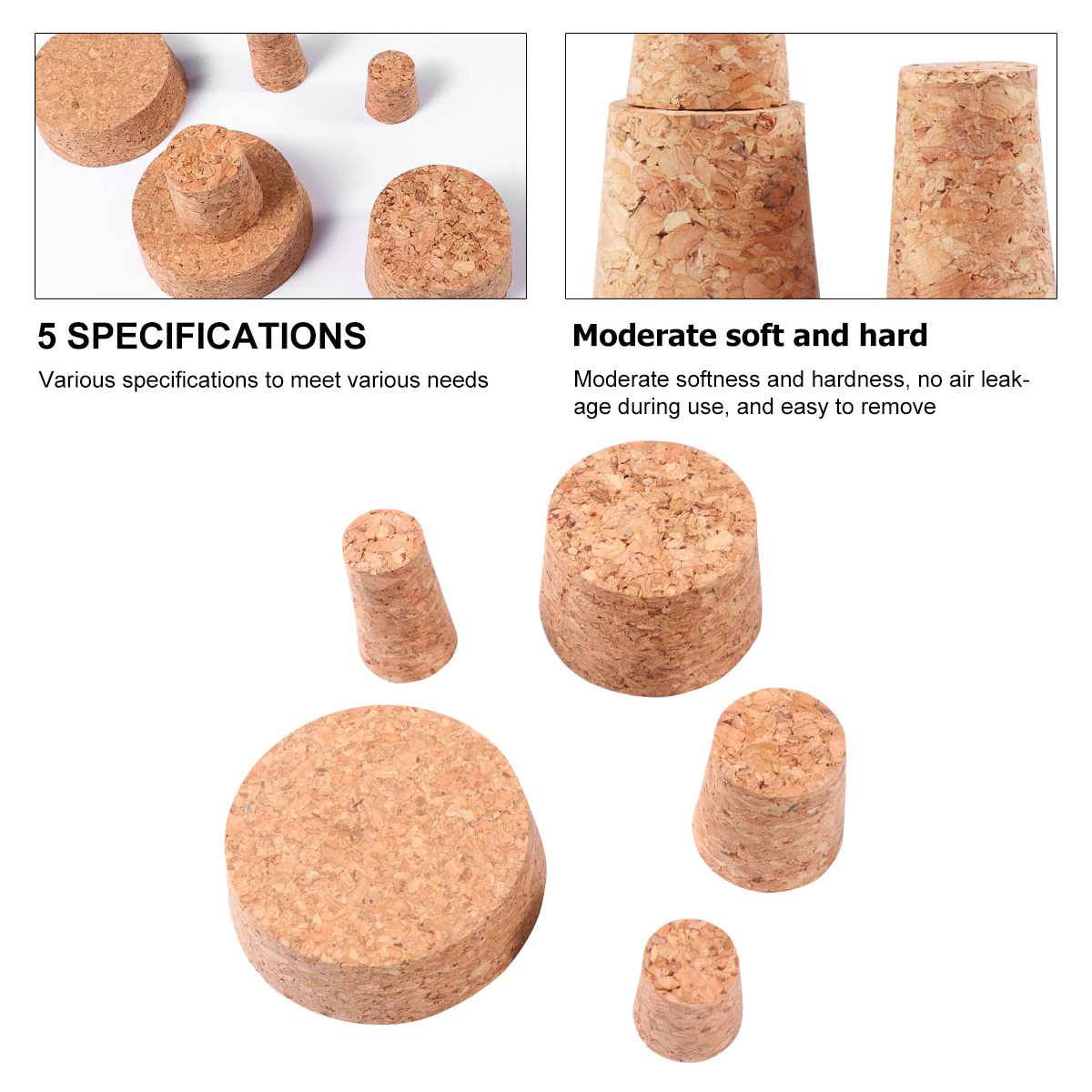 Wine Beer Food - 25-teiliges Kork-Weinverschluss-Set, lebensmittelechte, konische Flaschenverschlüsse, luftdichte