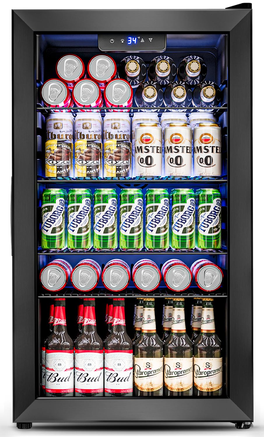 Wine Beer Mini Fridge - 3,2 Cu.Ft Mini-Kühlschrank mit Glastür, 126