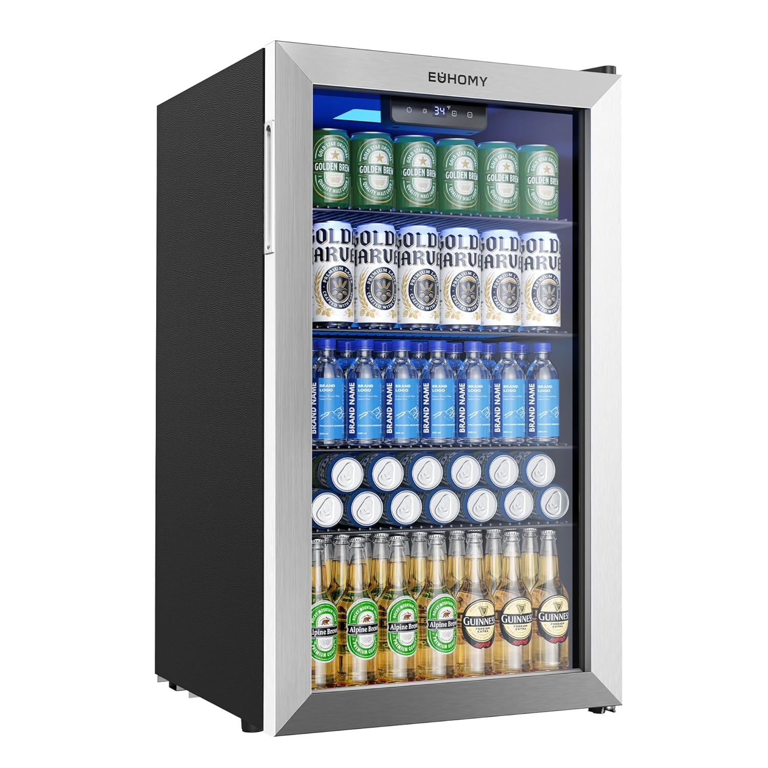 Wine Beer Mini Fridge - Mini-Kühlschrank für 130 Dosen, Getränkekühler mit