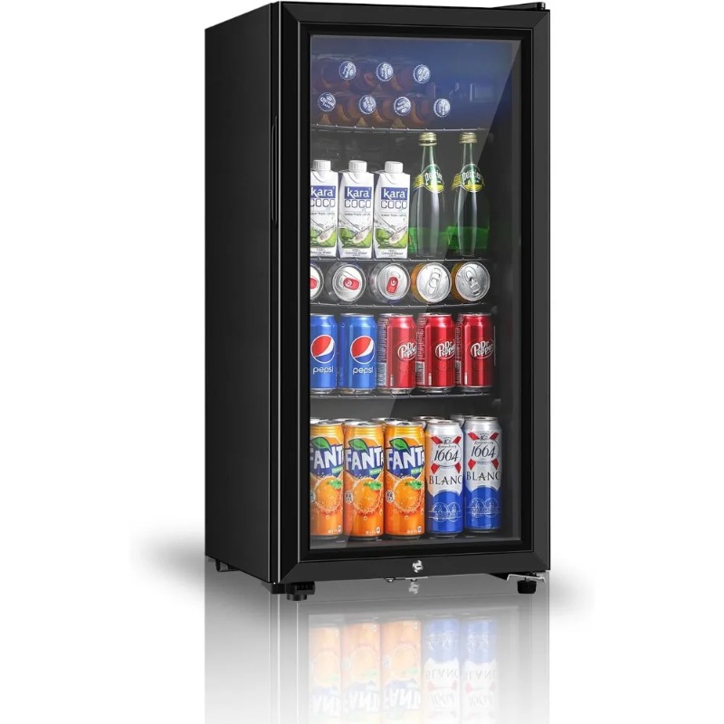 Wine Beer Mini Fridge - Getränkekühlschrank, 3,2 Cu.ft Minikühlschrank mit doppelter