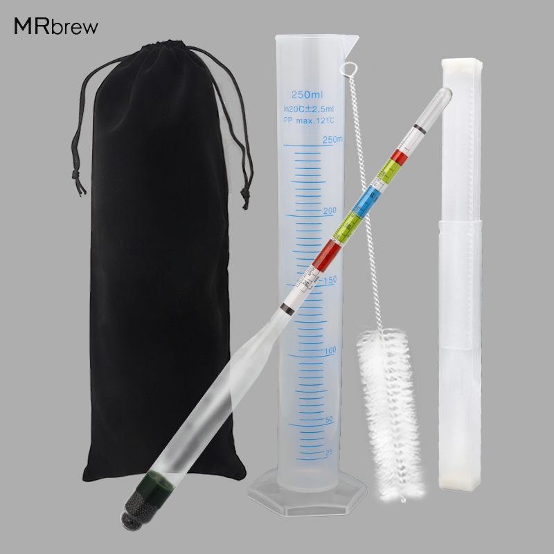Wine Beer And Mead - Hydrometer- und Kunststoff-Testglas, Dreifachskala-Hydrometer, spezieller Schwerkraft-ABV-Tester
